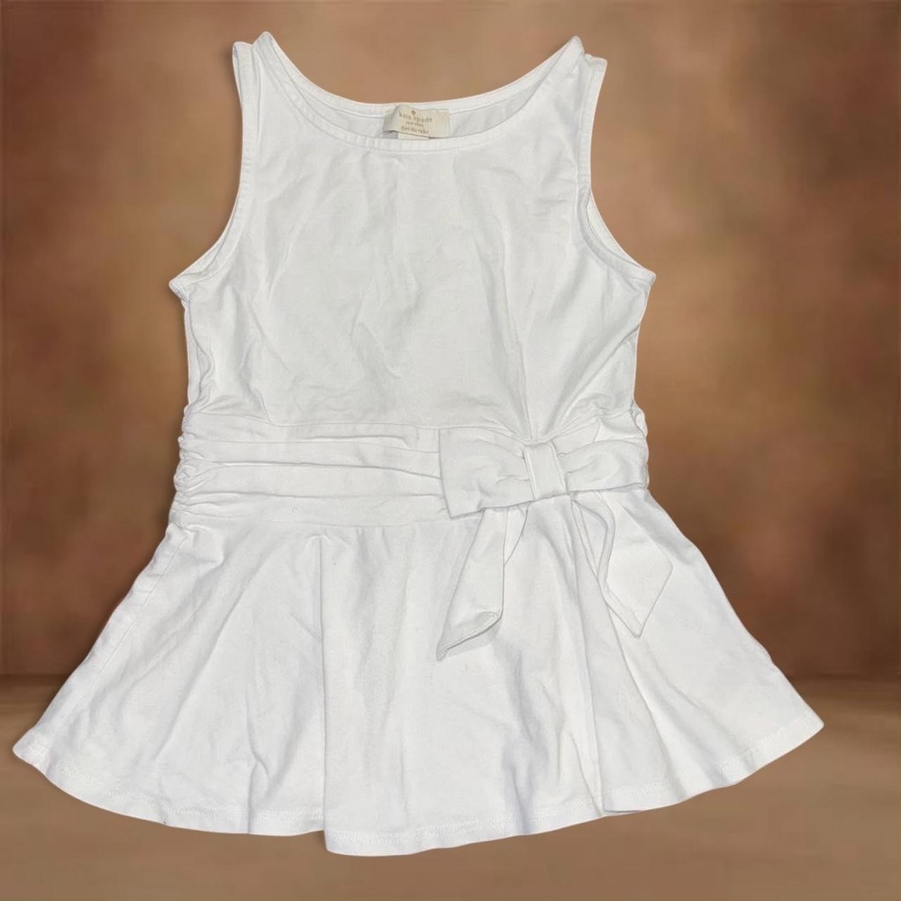Kate Spade New York Girls White Sleeveless Peplum Bow Top Skirt